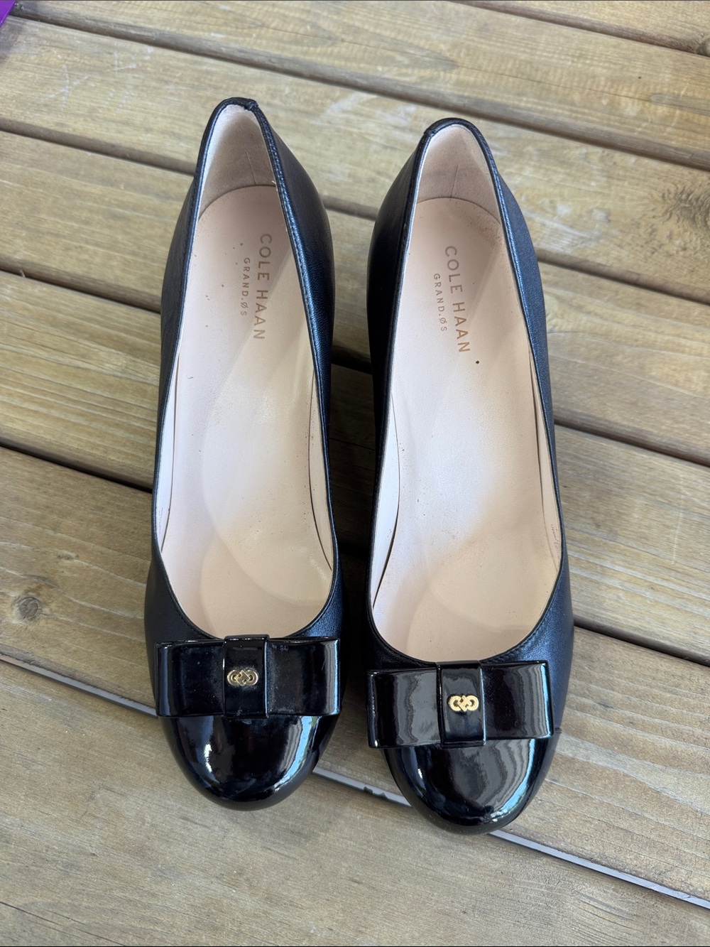 Cole Haan Black Patent Leather Bow Flats